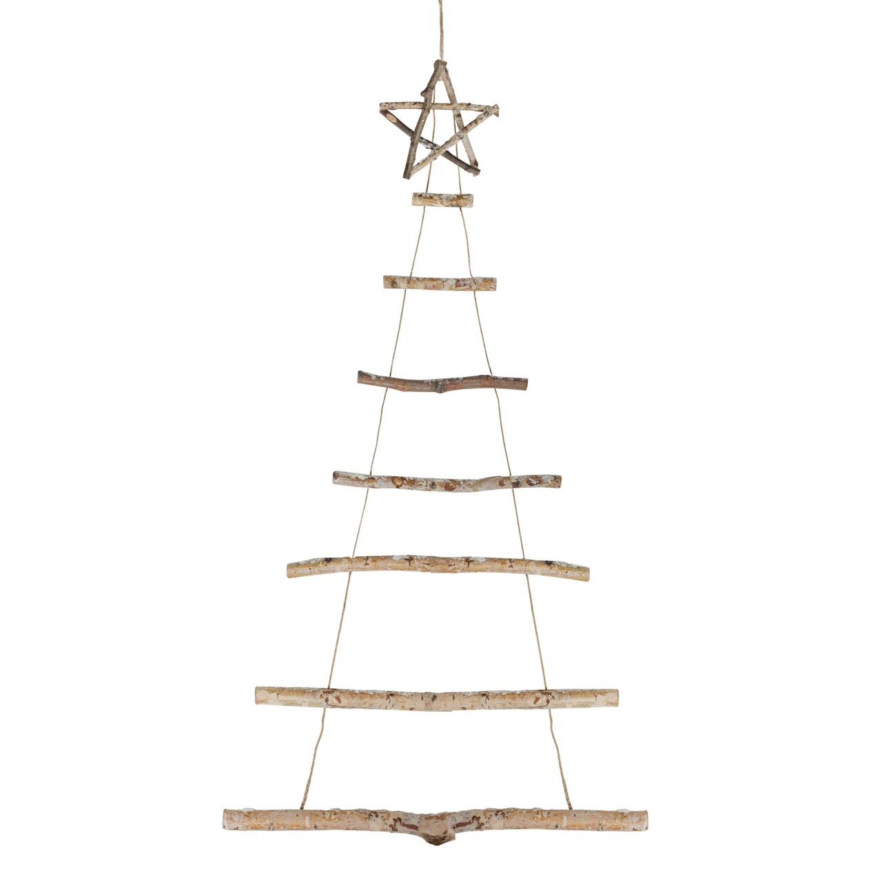 Northlight Natural Frosted Tree with Star Topper Wooden Christmas Hanging Decoration - 51"